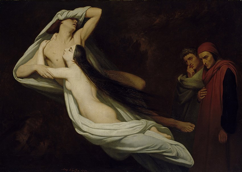 Les hollandais à Paris. Ary Scheffer, Les ombres de Francesca da Rimini et de Paolo Malatesta apparaissent à Dante et à Virgil, 1854