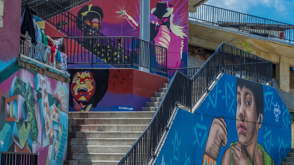 Comuna 13 neighborhood in Medellin is famous for its street art