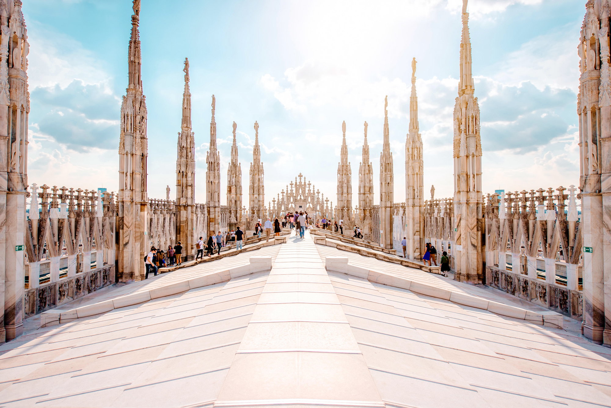 The Duomo's terrace offers a much closer view of the pinnacles and the roof sculptures
