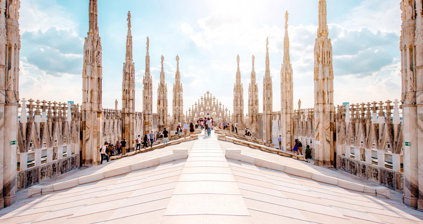 The Duomo's terrace offers a much closer view of the pinnacles and the roof sculptures