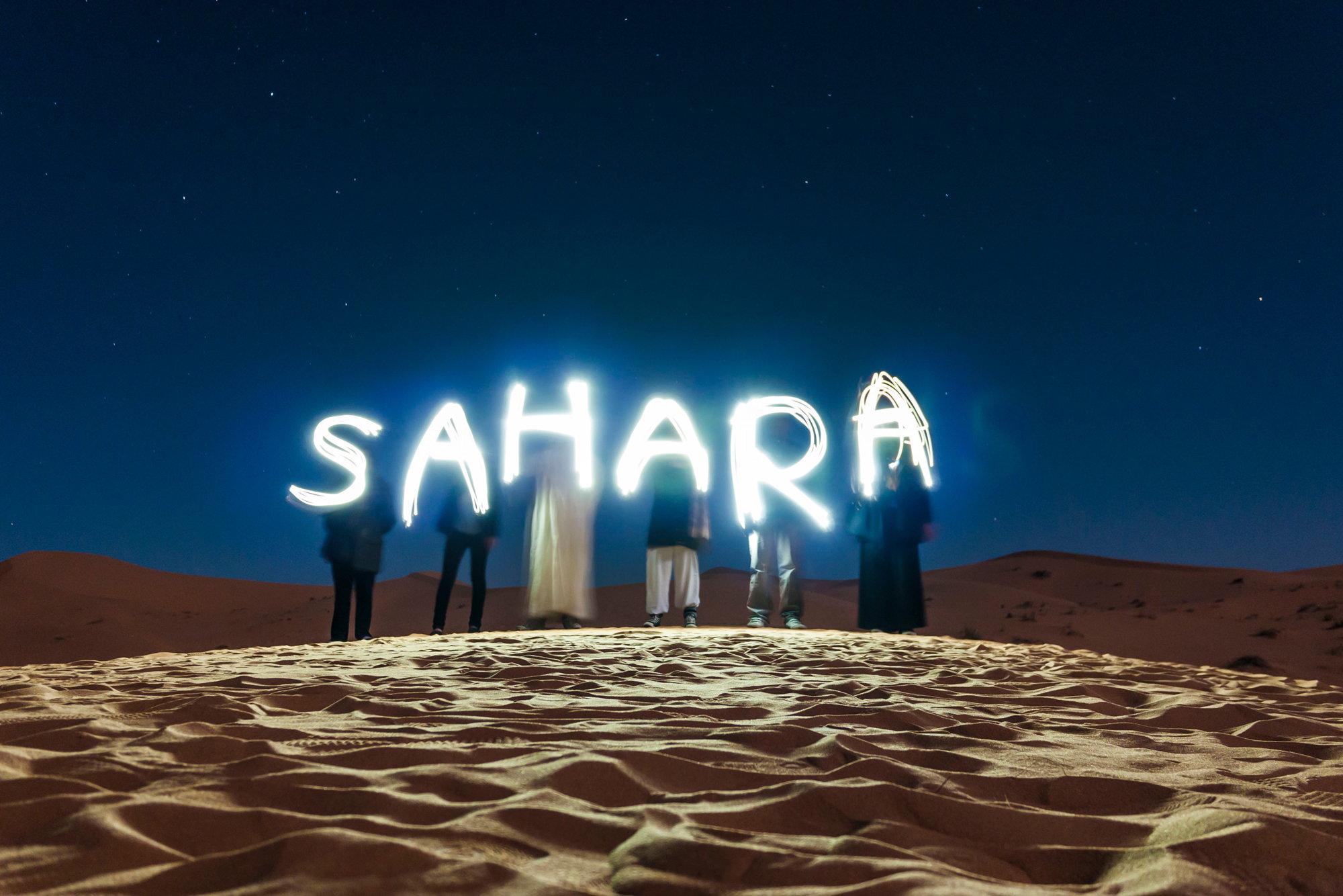 Sunrise in Sahara desert, a different plan to receive the year