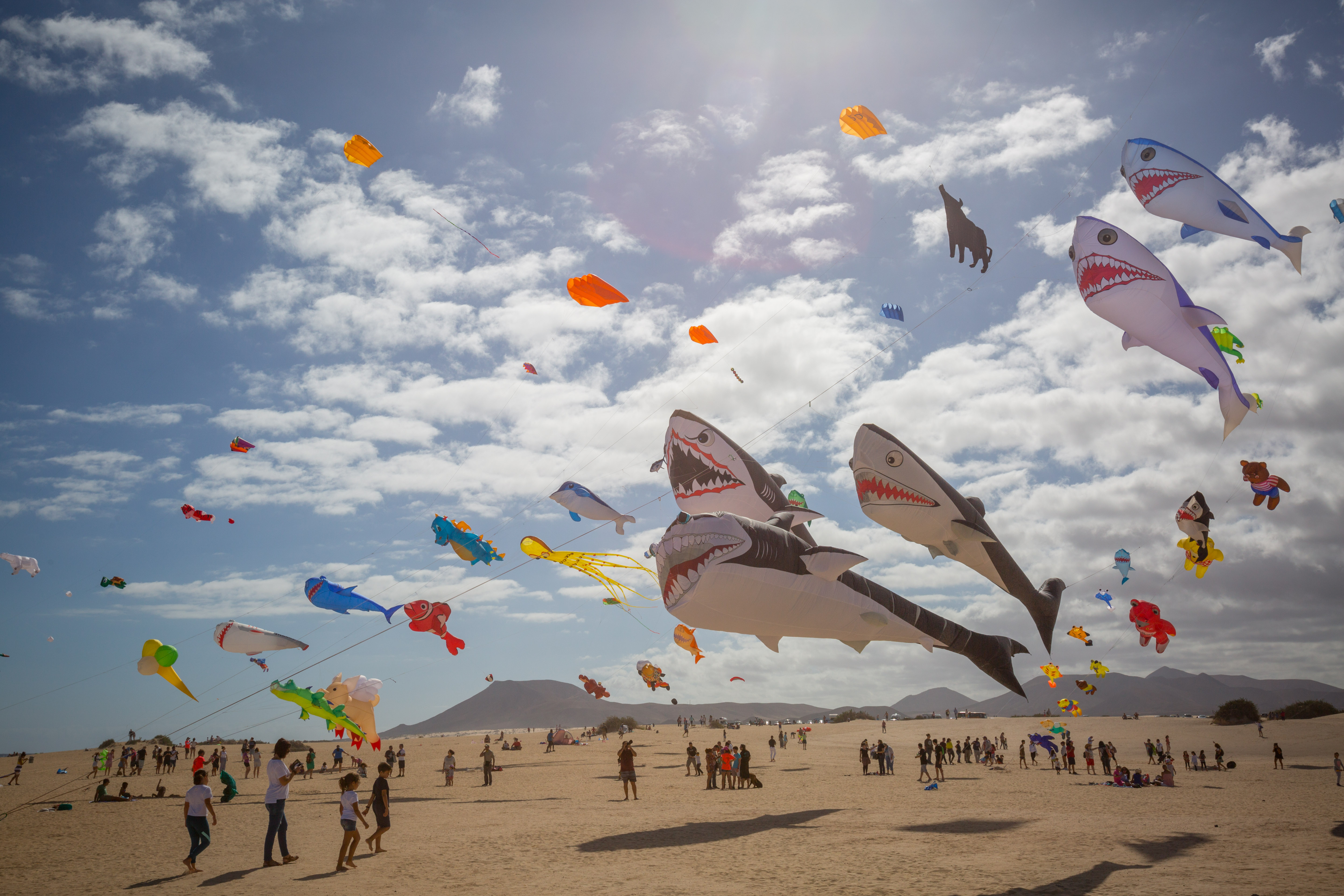 Sotavento and Corralejo are two areas on Fuerteventura where kitesurfing has become one of the most popular sports.