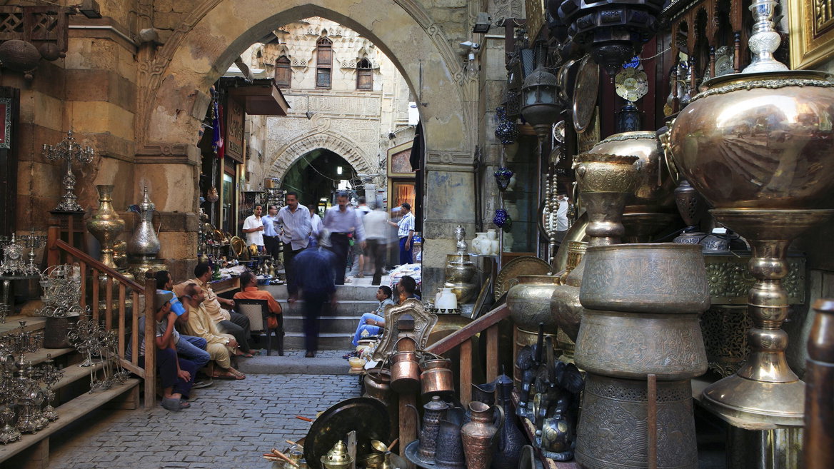 The Khan El-Khalili market is one of the main attractions for tourists in Cairo, Egypt.