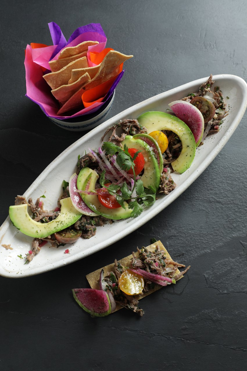 The most recommended dish by Enrique Olvera in his Azul restaurants is this venison salpicon salad.