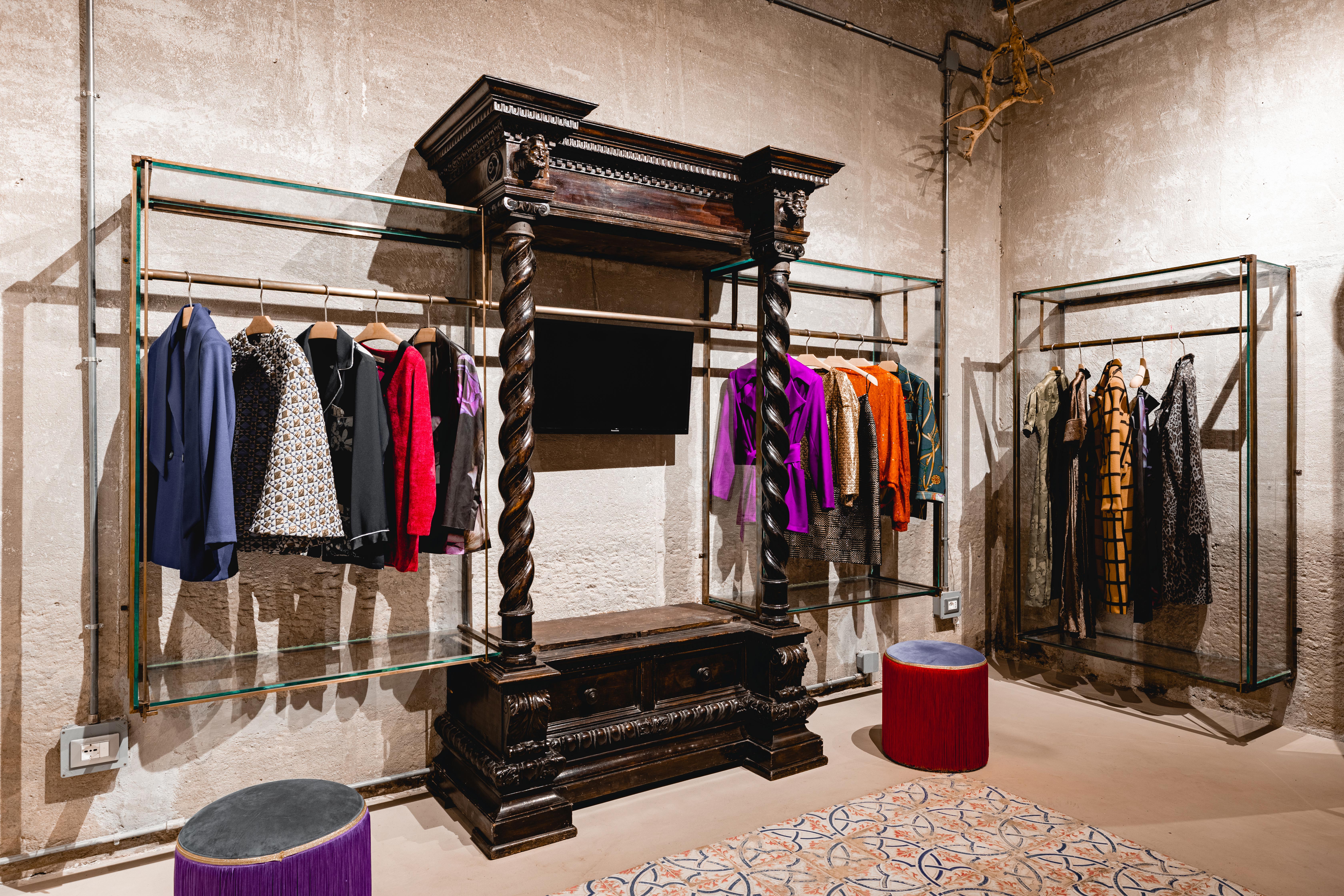 Wilma Silvestri's designs are displayed in a structure created on the basis of vintage furniture