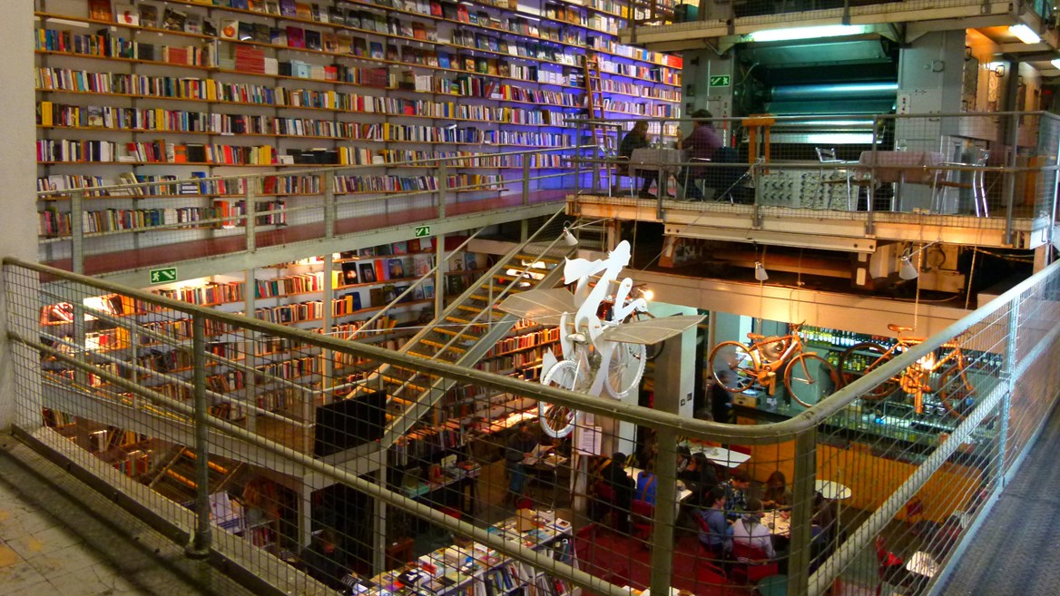 One of the world’s wackiest bookshops is Ler Devagar in Lisbon, located in the Portuguese capital’s most avant-garde market.