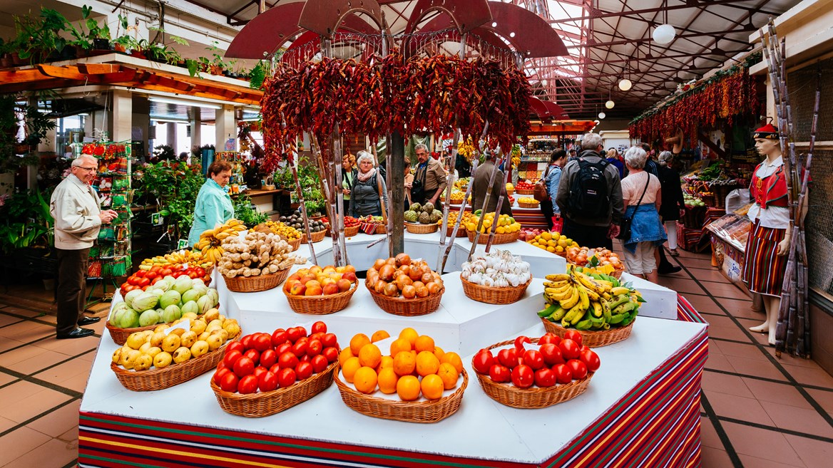 The Mercado dos Lavradores in Funchal, the biggest market in Madeira, sells flowers, fruit, meat, liquors and souvenirs, and the best selection of fish on the island
