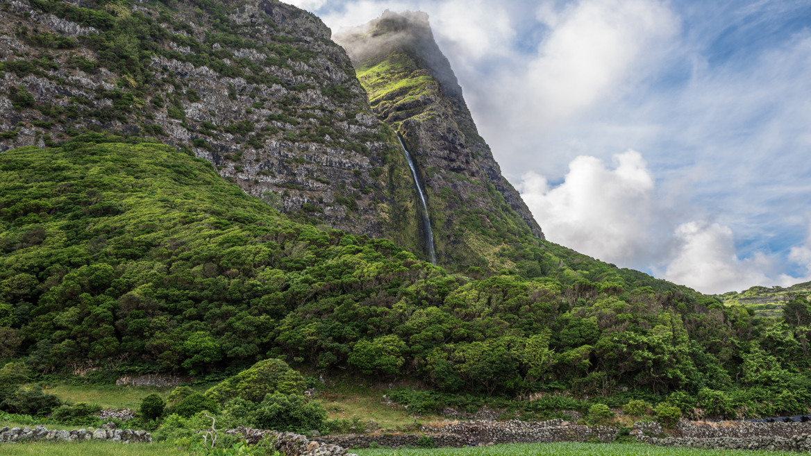 Flores Island in the Azores is famous for its waterfalls. Don’t miss the Poço de Bacalhau waterfall in Ponta de Faja.