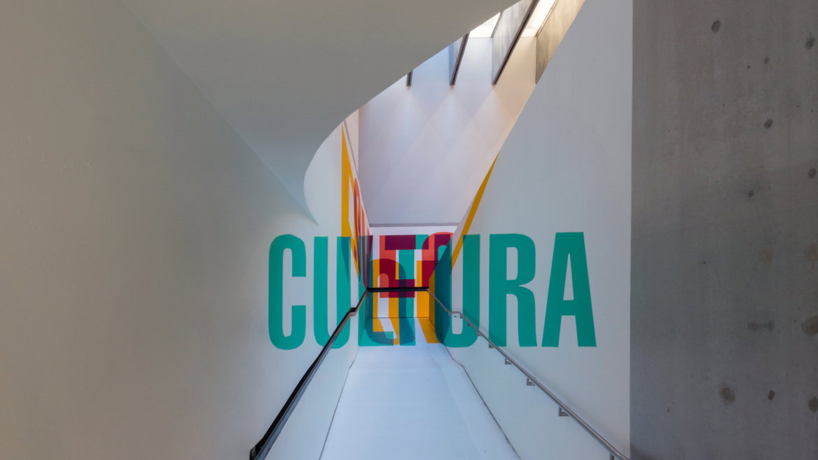 Cultura/sveglia/popolo by Boa Mistura in the MAXXI National Museum in Rome, Italy.