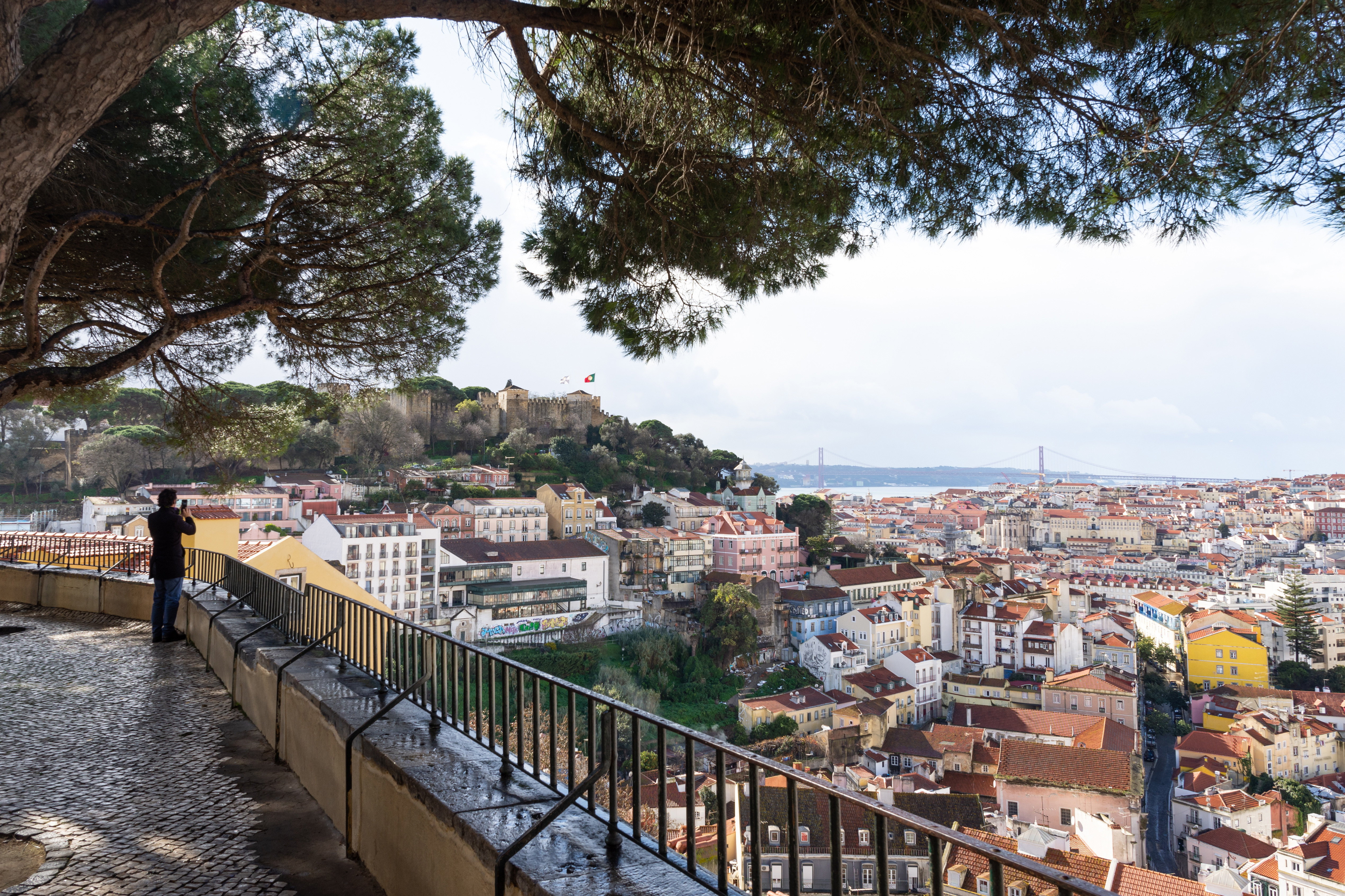 Desde el mirador de Graça se pueden contemplar el Convento do Carmo, el Elevador de Santa Justa o los barrios de Alfama y Baixa.