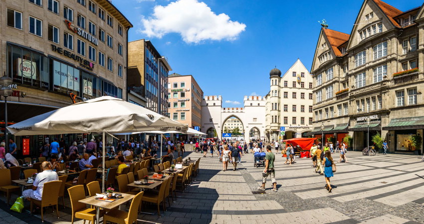 Pedestrianised Neuhauser Strasse is an important shopping street in Munich.