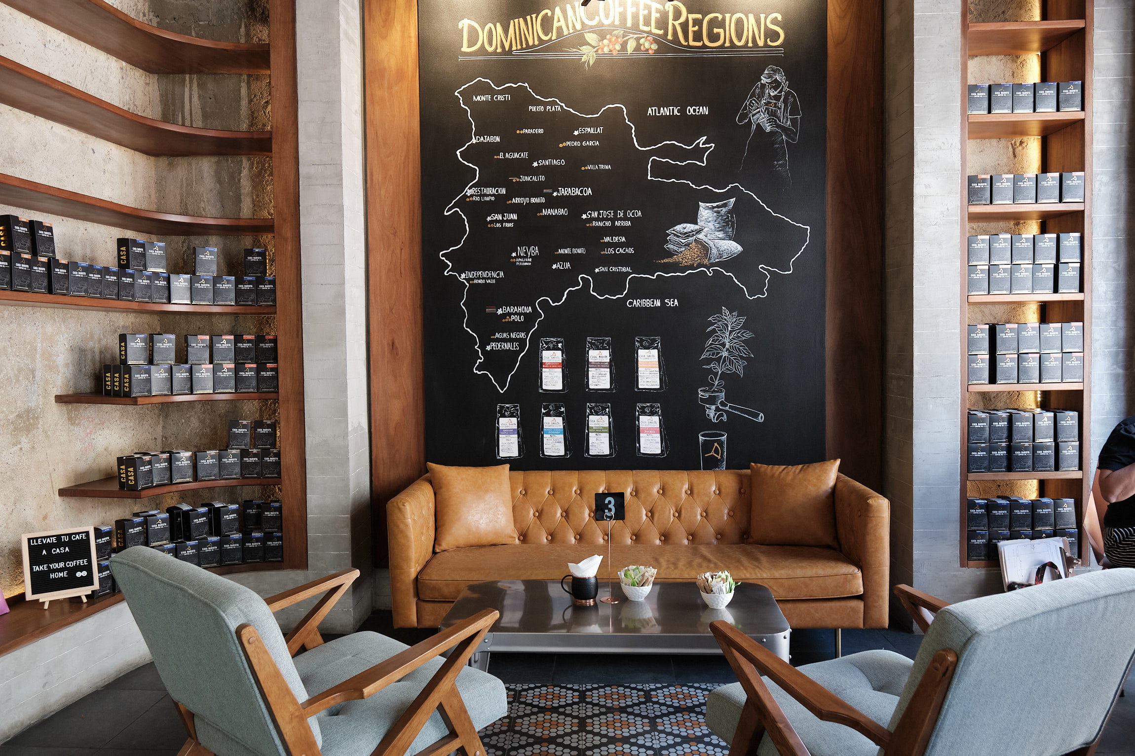 Un cómodo rincón en Casa Barista donde sentarse a degustar sus deliciosos cafés.