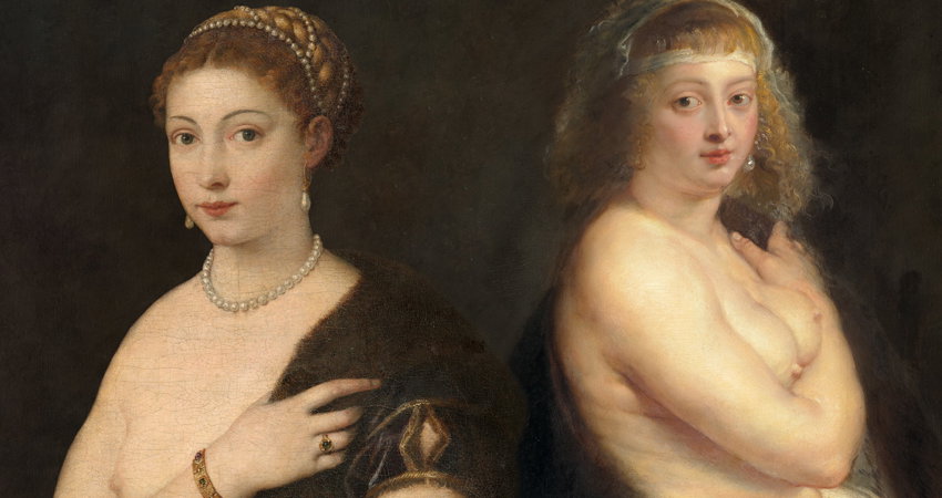 Woman in a Fur Coat by Titian and Helena Fourment in a Fur Robe by Peter Paul Rubens.