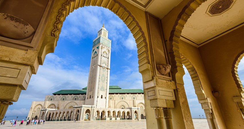 Vista de la mezquita de Hassan II, una de las más impresionantes del mundo
