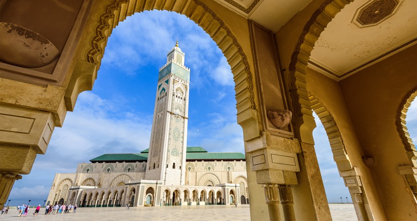 Vista de la mezquita de Hassan II, una de las más impresionantes del mundo