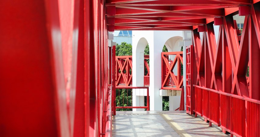 Red Bridge at the Dragão do Mar Cultural Centre in Fortaleza, Ceará, Brazil