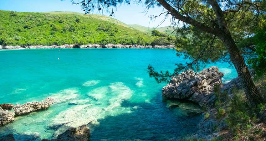 The turquoise waters of Plavi Horizonti