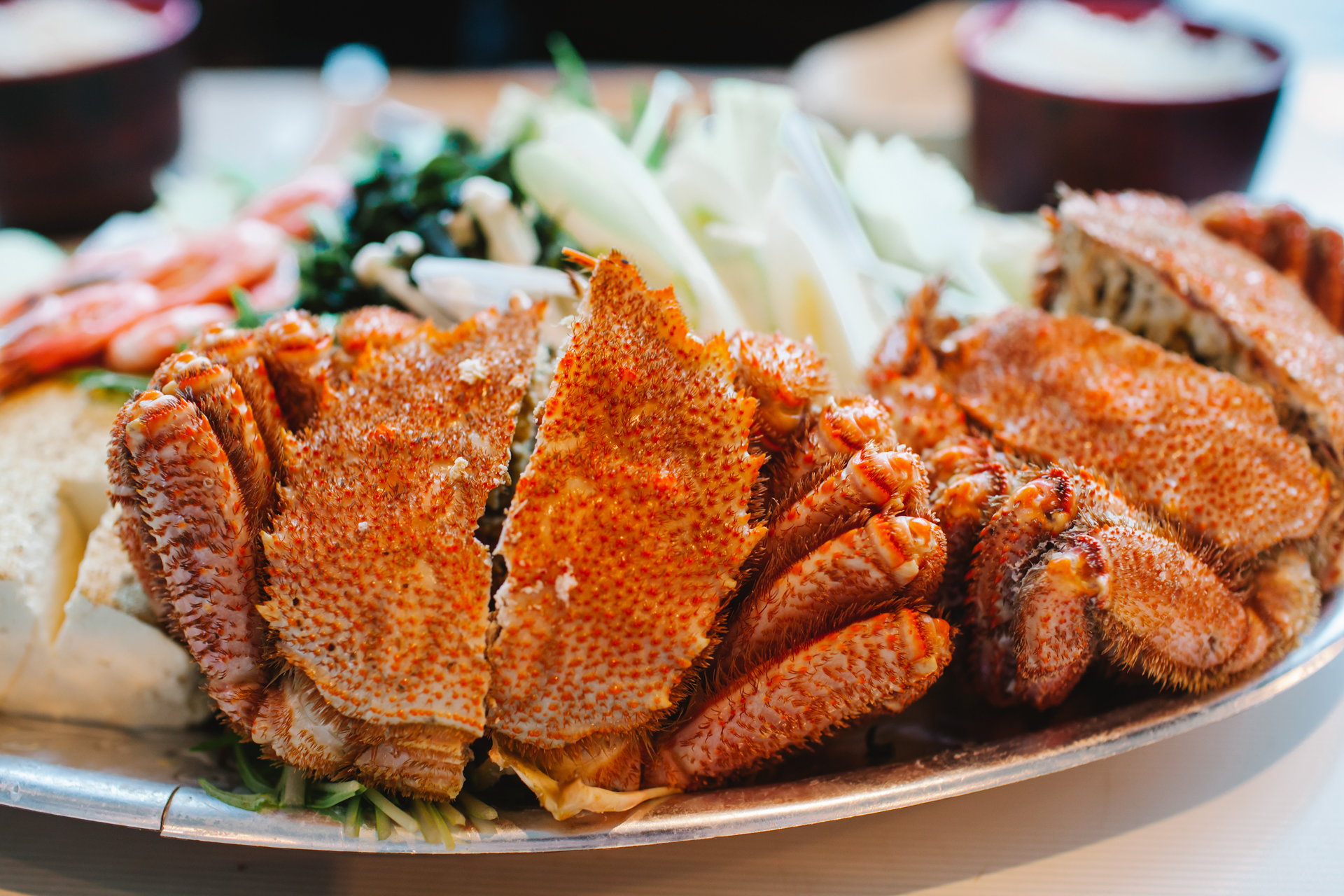 Most outlets simply steam hairy crabs and serve them with vinegar and ginger
