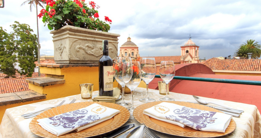 The view of the historic center of Bogotá from the El Mirador restaurant