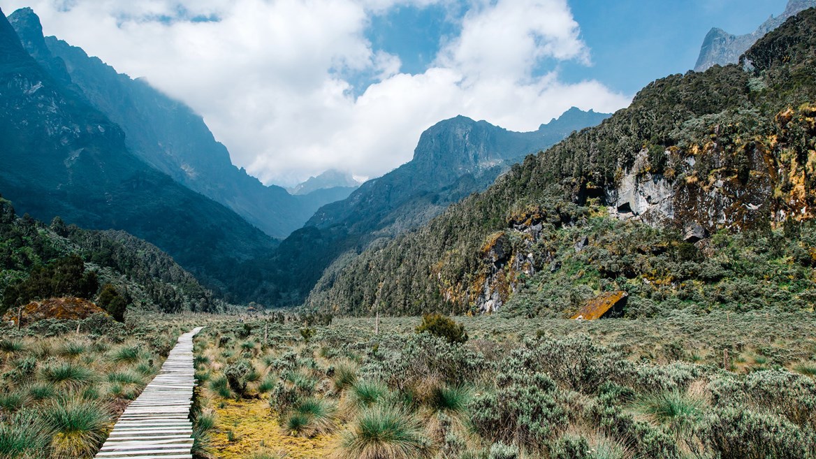 Rwenzori Mountains is one of the few ranges on Africa with glaciers